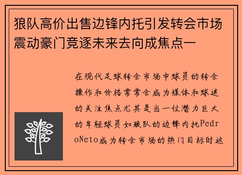 狼队高价出售边锋内托引发转会市场震动豪门竞逐未来去向成焦点一 狼队高价出售边锋内托引发转会市场震动豪门竞逐未来去向成焦点一